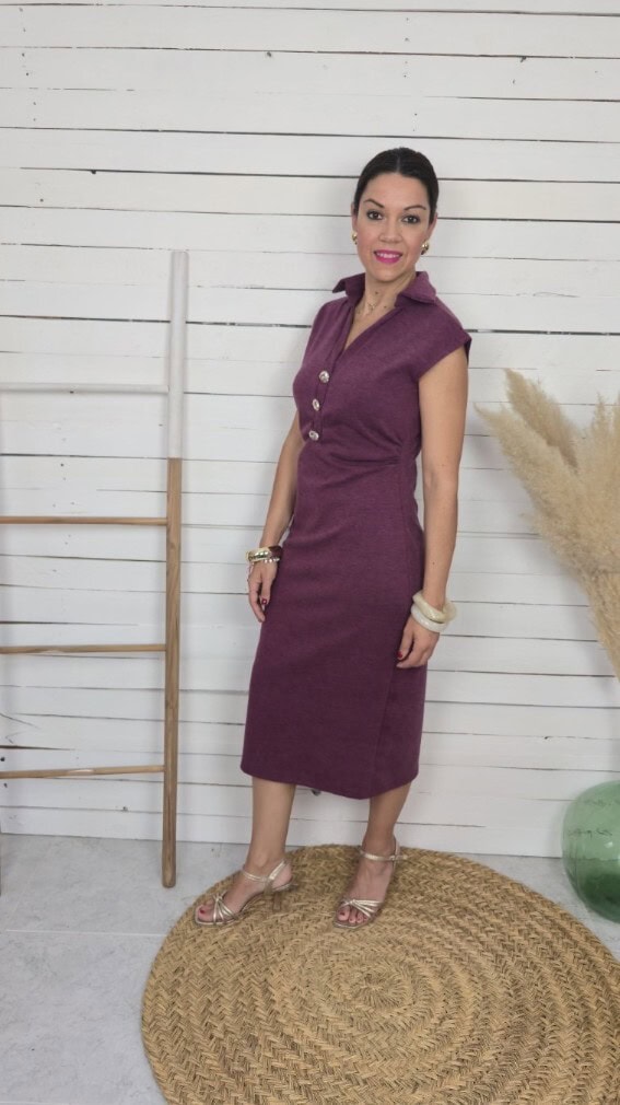 Vestido drapeado alma  burdeos - Imagen 5