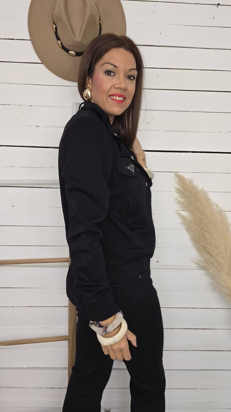 Bomber crop stile negro - Imagen 4