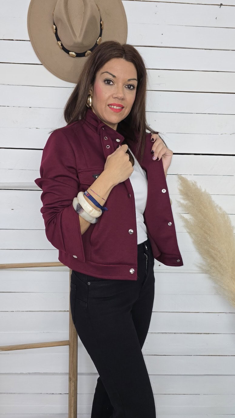 Bomber crop stile burdeos - Imagen 7