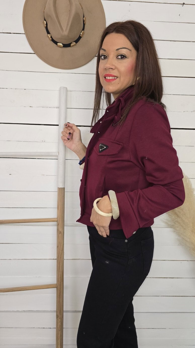 Bomber crop stile burdeos - Imagen 8