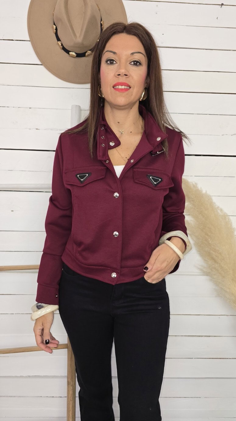 Bomber crop stile burdeos - Imagen 2