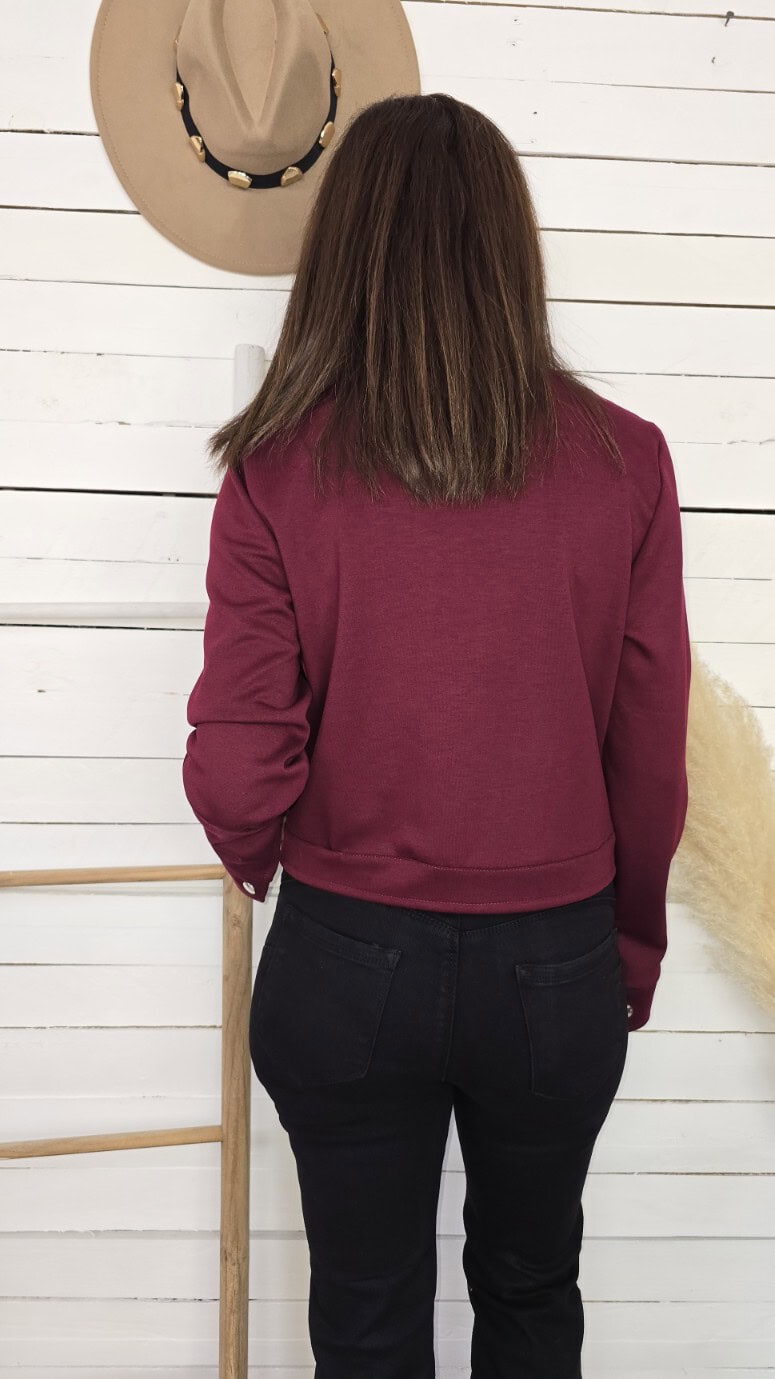 Bomber crop stile burdeos - Imagen 6