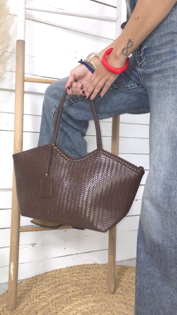 Bolso trenzado polipiel choco