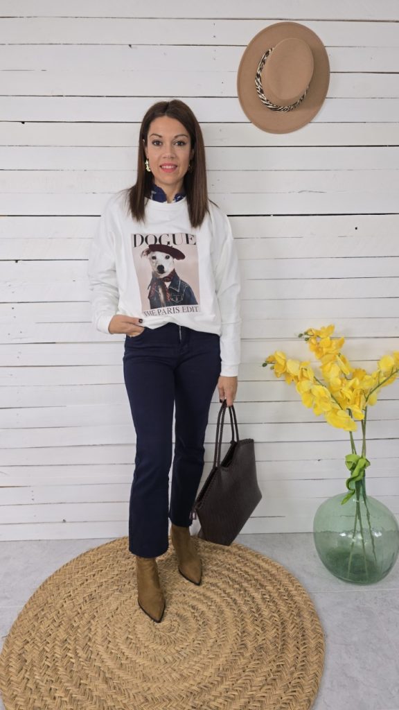 Sudadera parisina dogue blanco