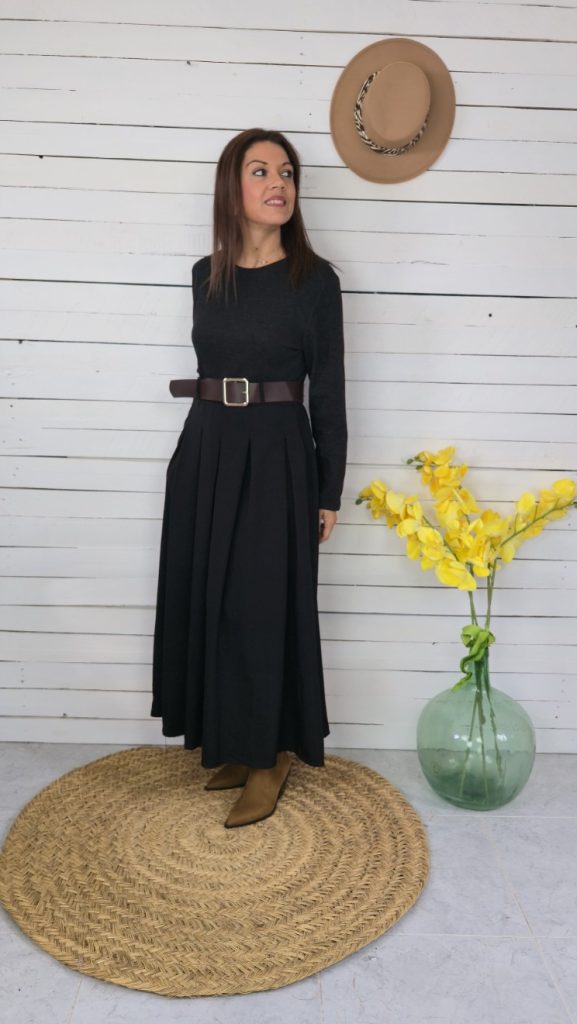 Vestido dos piezas gris con negro