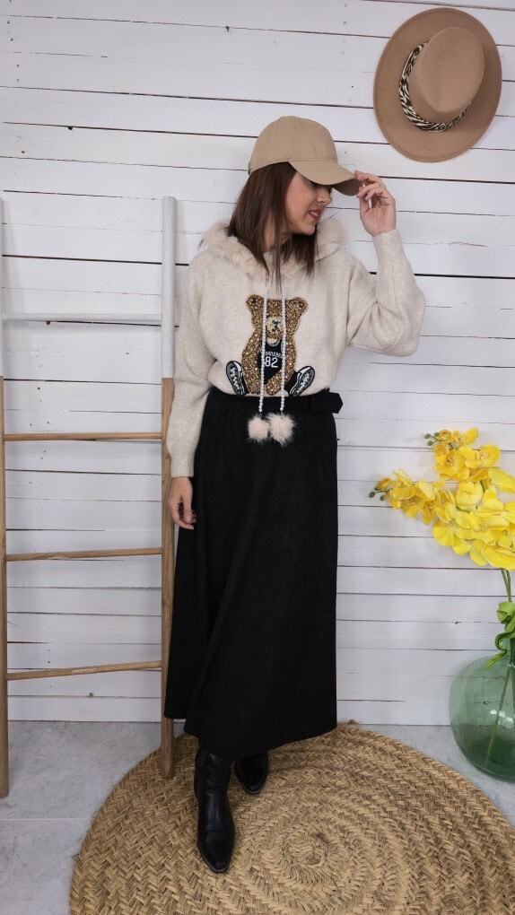 Jersey capucha osito beige - Imagen 7