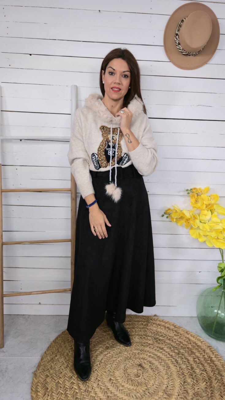 Jersey capucha osito beige - Imagen 4