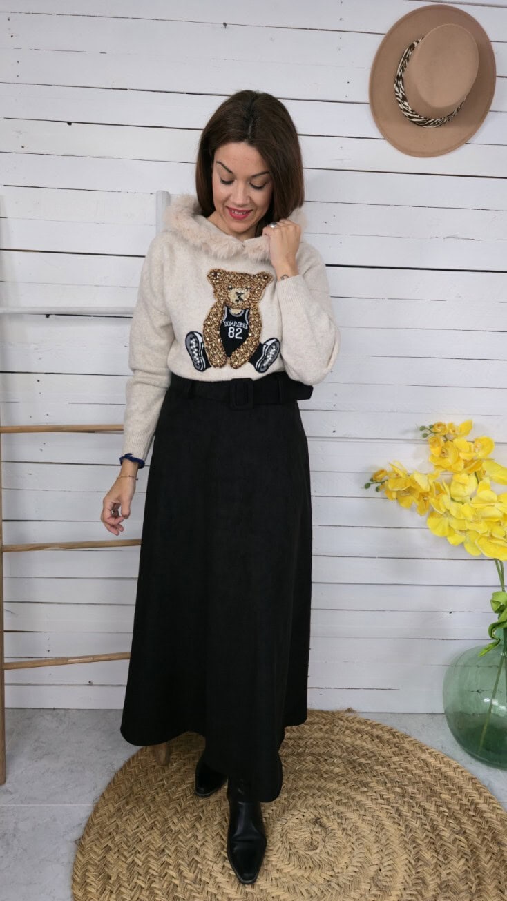 Jersey capucha osito beige - Imagen 2
