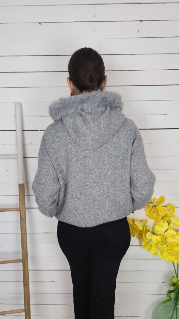 Jersey capucha osito gris - Imagen 3