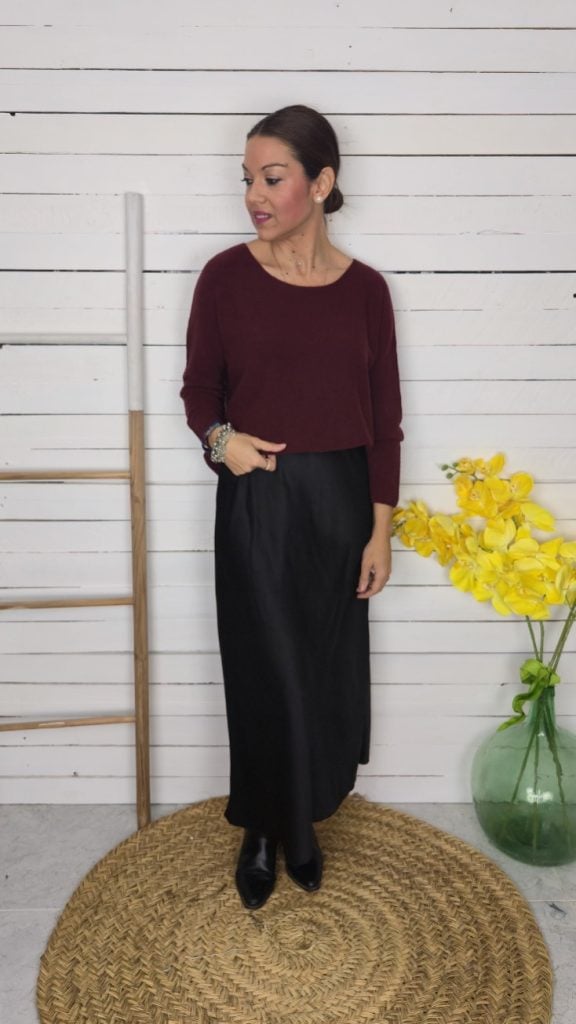 Falda satinada NEGRO