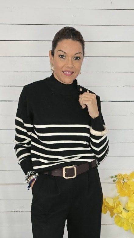 Jersey navy botones negro