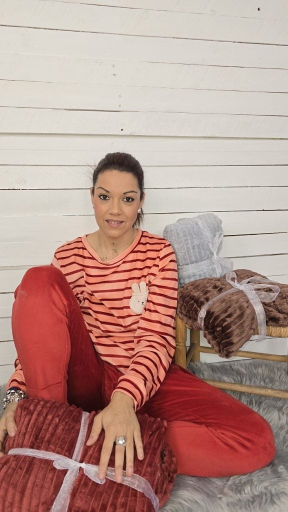 Pijama terciopelo teja