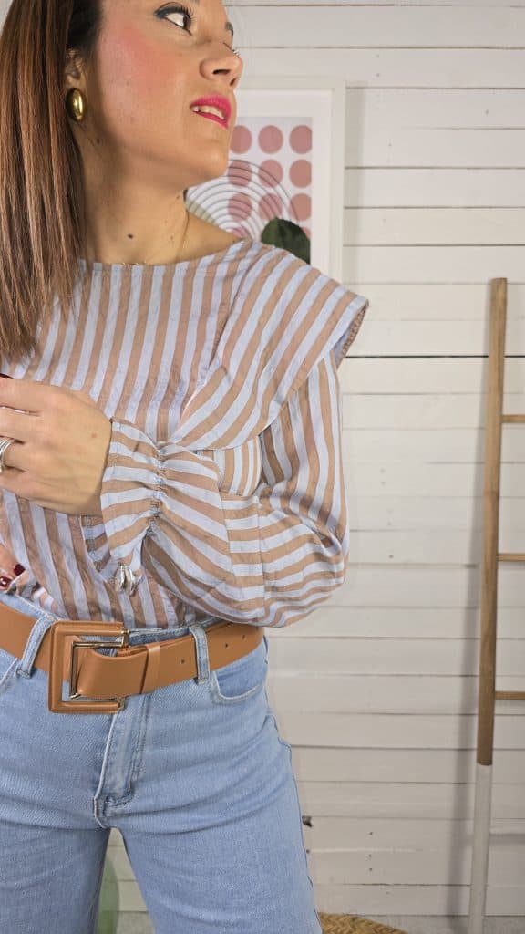 Blusa volante belle celeste