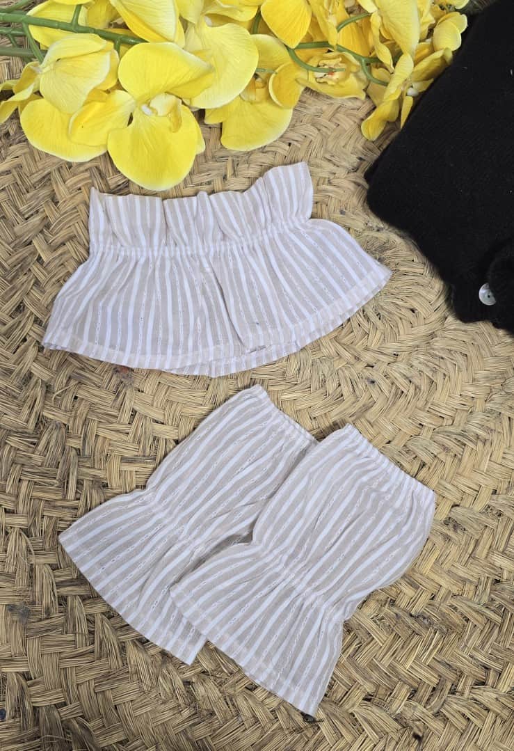 Conjunto de cuellos y puños rayas beige - Imagen 6