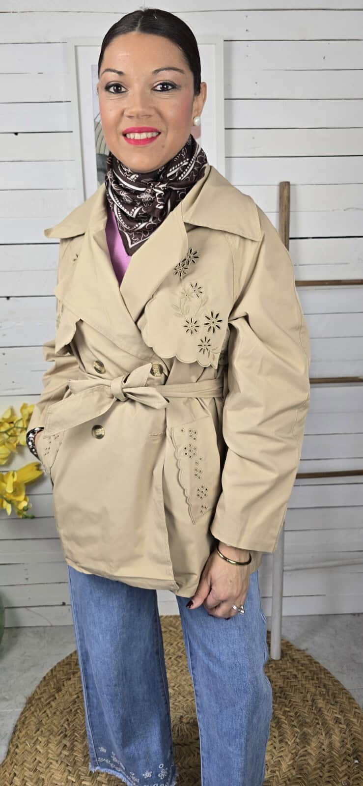 Gabardina brocada CAMEL - Imagen 5