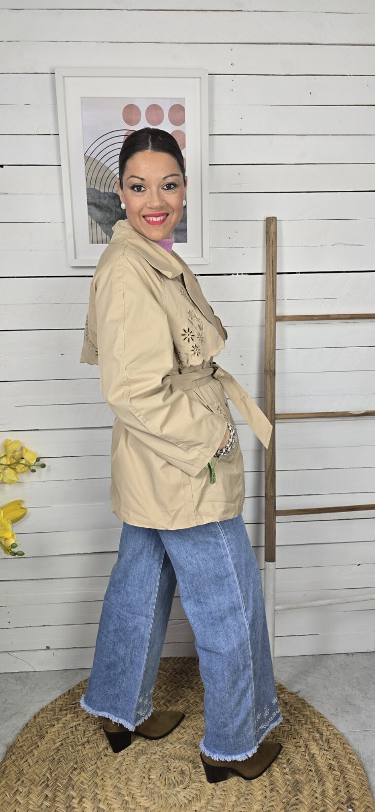 Gabardina brocada CAMEL - Imagen 2