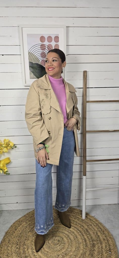 Gabardina brocada CAMEL