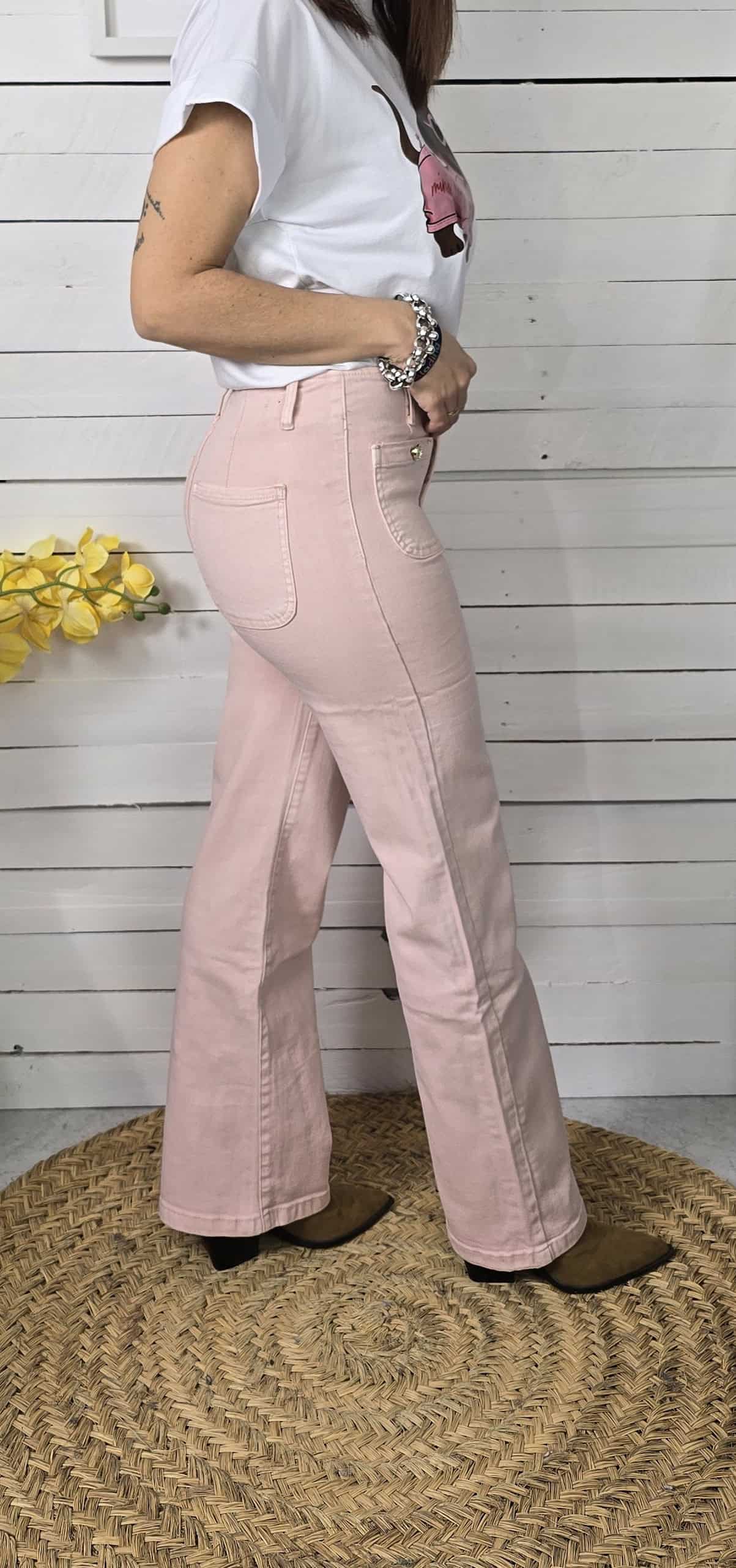 Jeans elástico bosillos rosa - Imagen 3