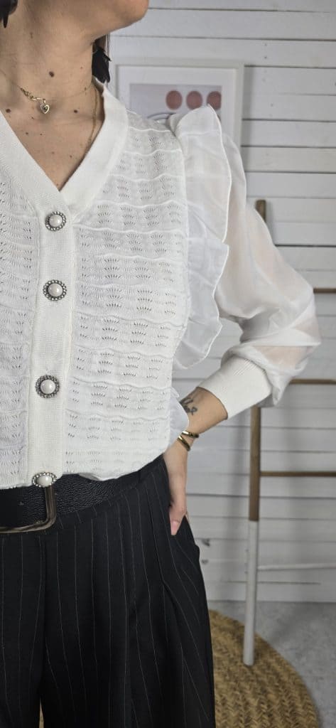 Chaqueta volante blanco