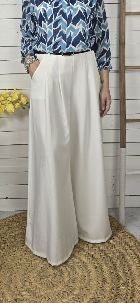 Pantalón vestir palazzo blanco - Imagen 4