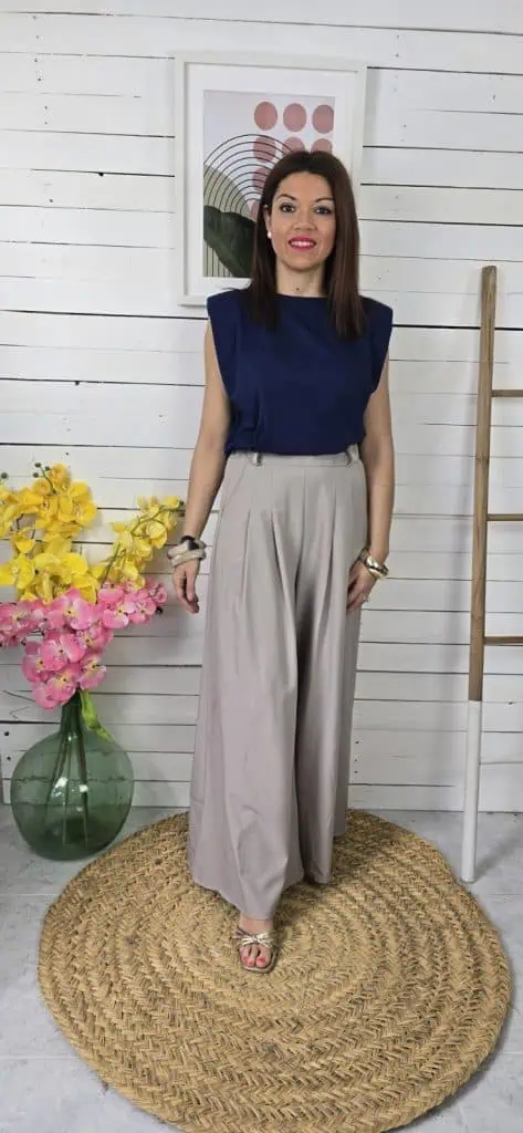 Pantalón vestir palazzo gris