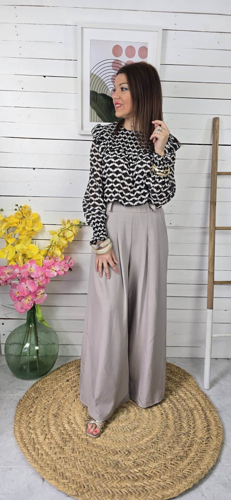 Blusa gasa colmena negro