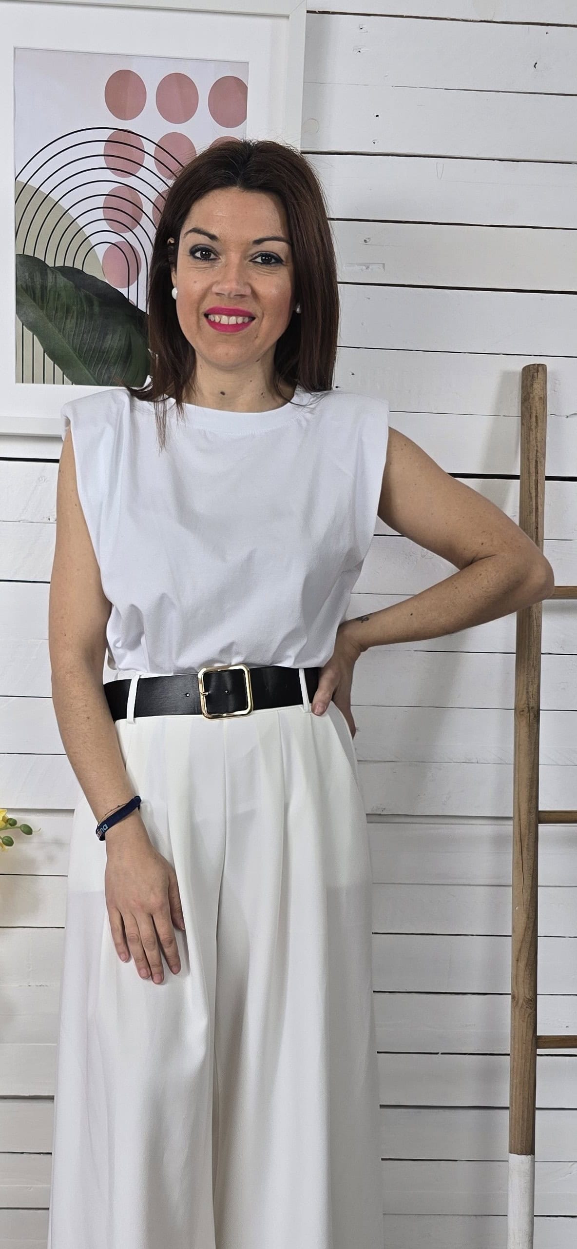 Camiseta hombreras two blanco - Imagen 3