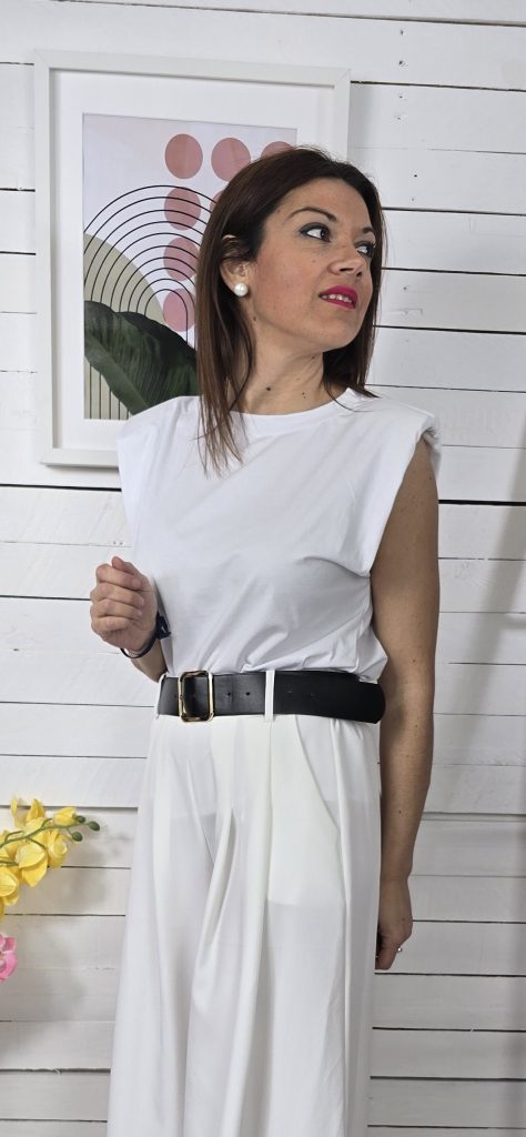 Camiseta hombreras two blanco