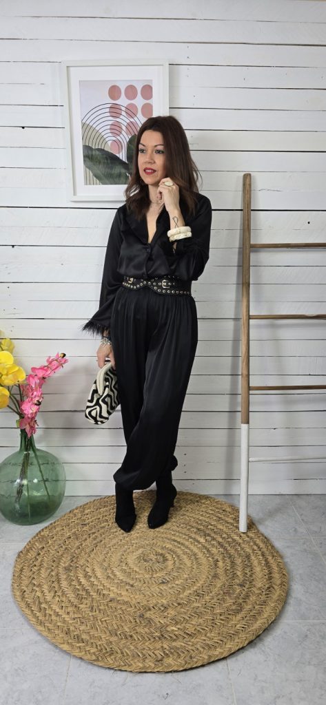 Bombacho satinado negro