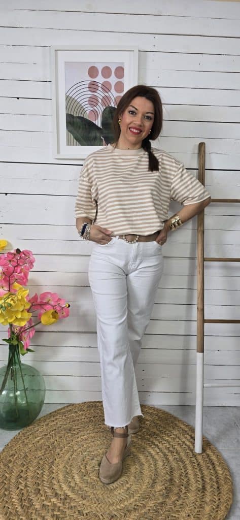 Camiseta rayas bella beige