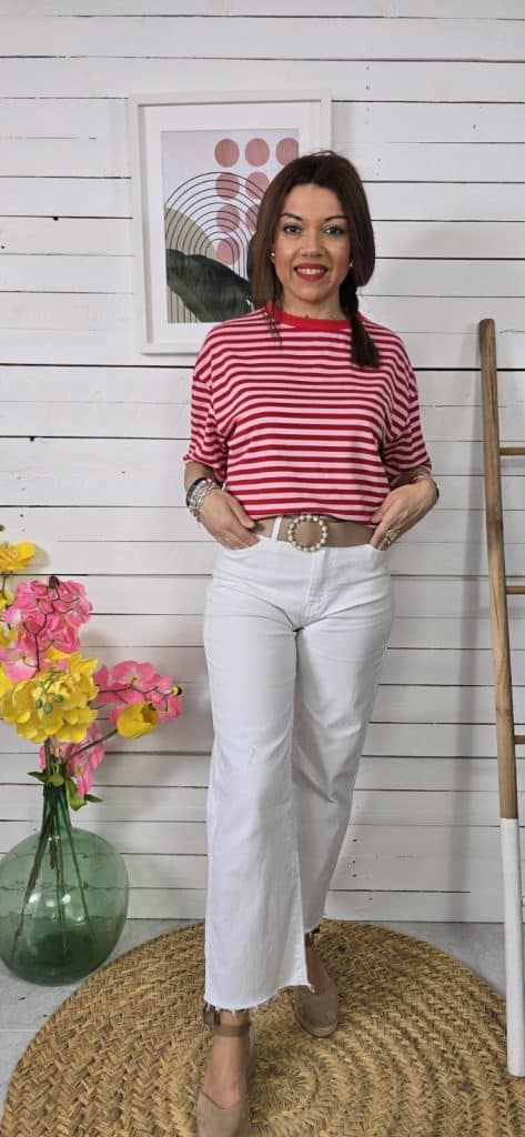 Camiseta rayas bella rojo