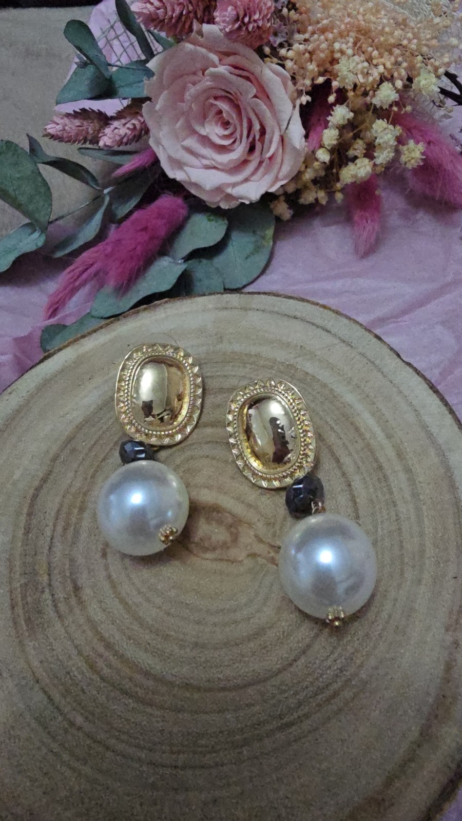 Pendiente  perla dorado