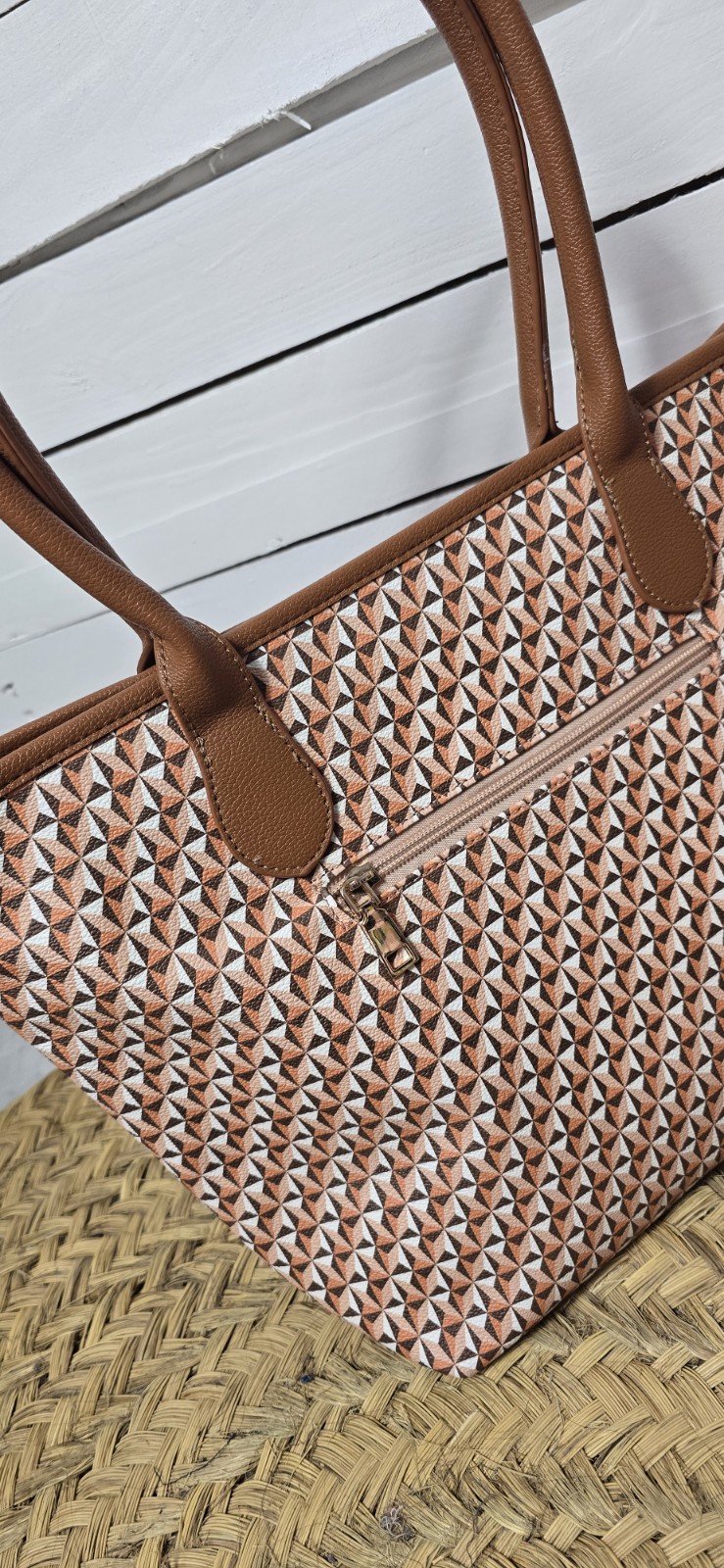 Bolso geometric camel - Imagen 3