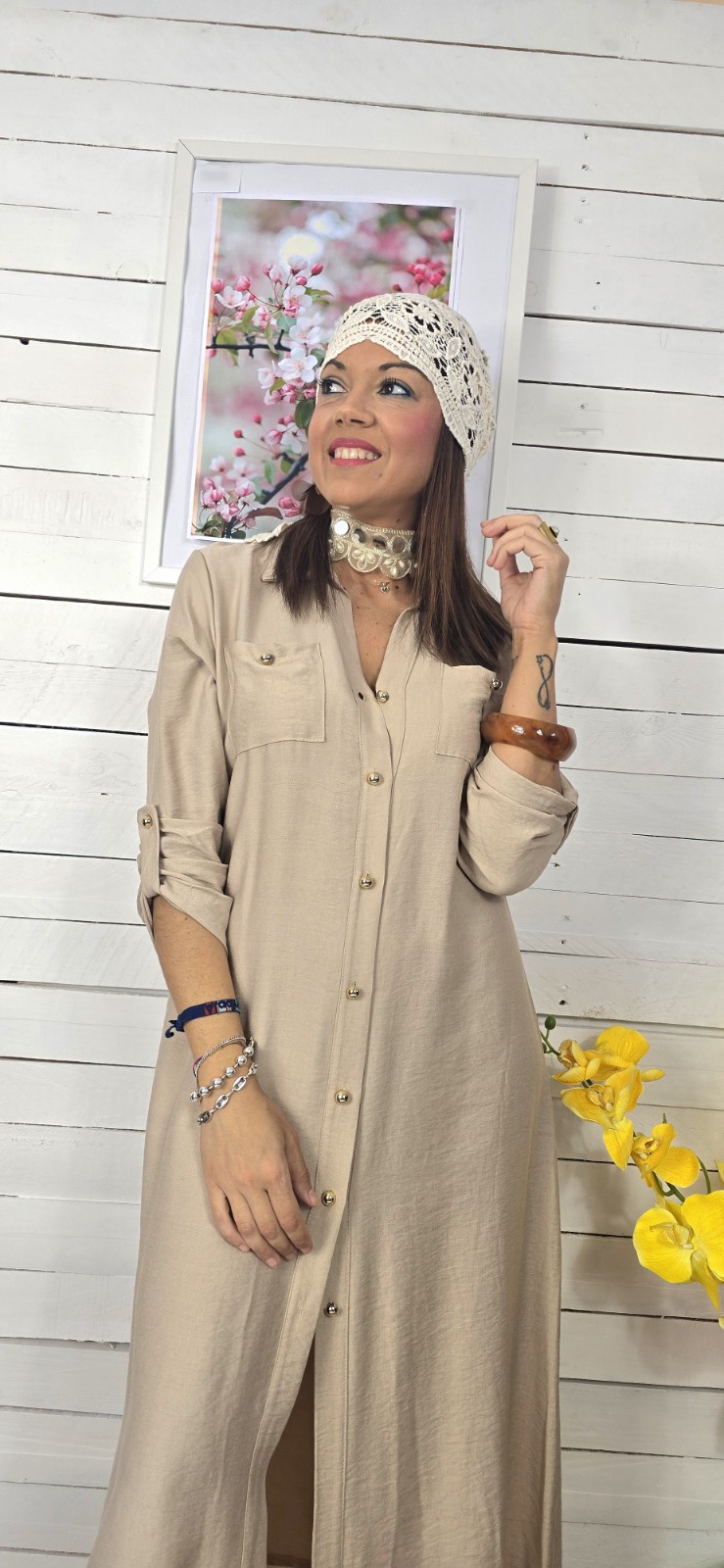 Vestido camisero ice beige - Imagen 4