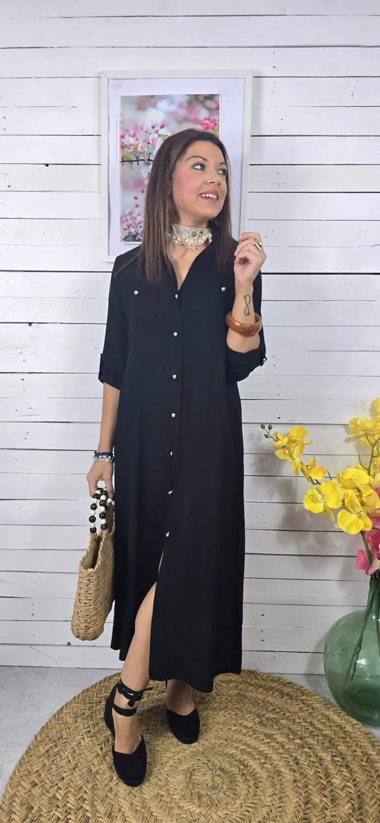 Vestido camisero ice negro
