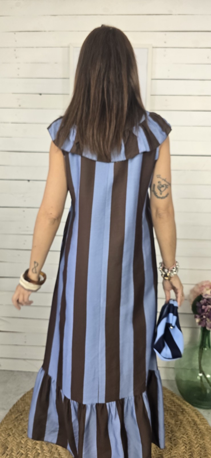 Vestido Marsella azul y choco - Imagen 4