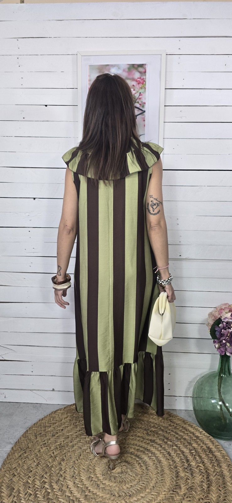 Vestido Marsella pistacho y choco - Imagen 4