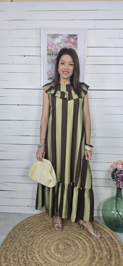 Vestido Marsella pistacho y choco