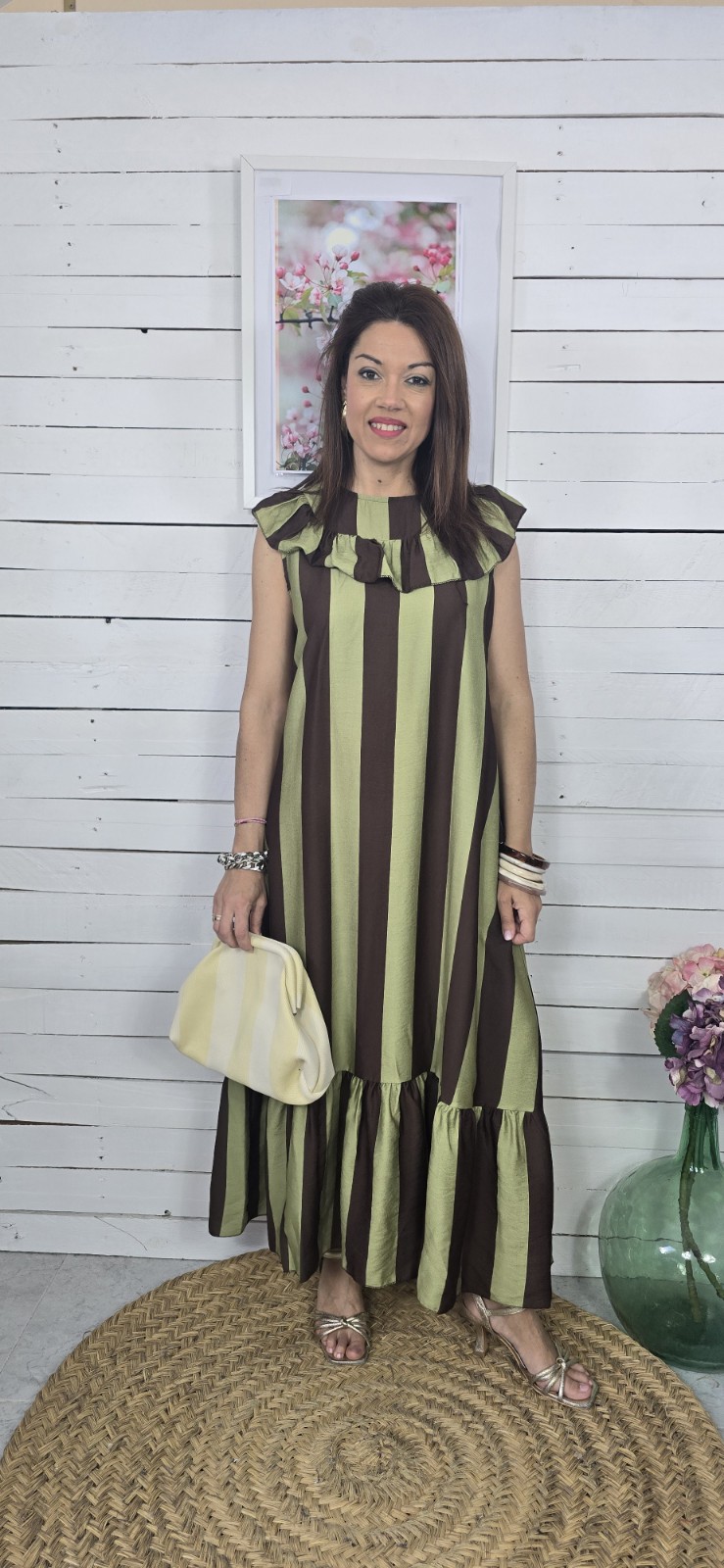 Vestido Marsella pistacho y choco