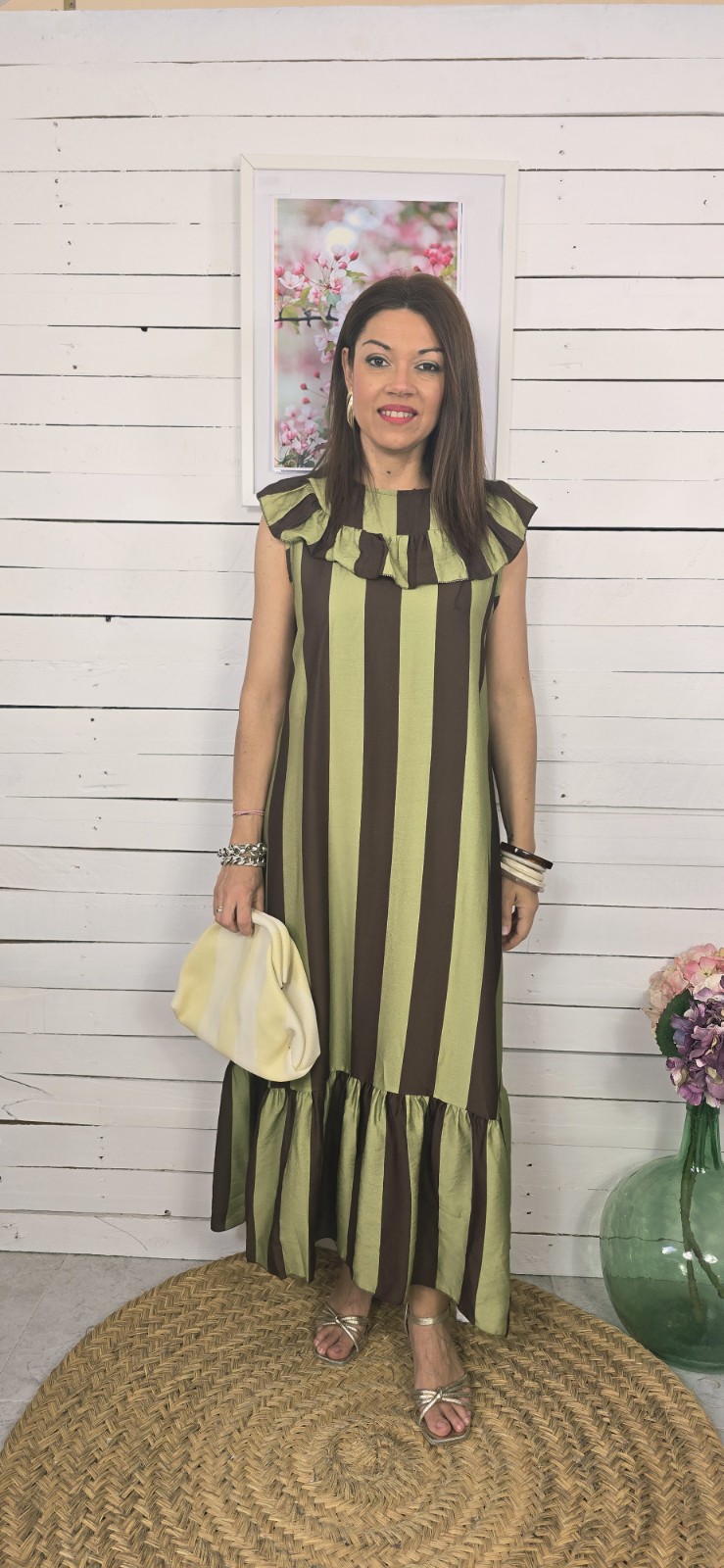 Vestido Marsella pistacho y choco - Imagen 5