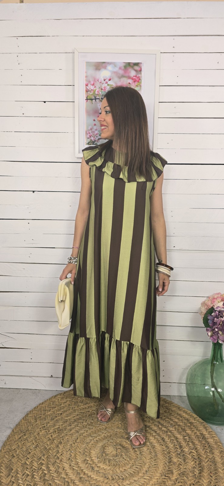 Vestido Marsella pistacho y choco - Imagen 2