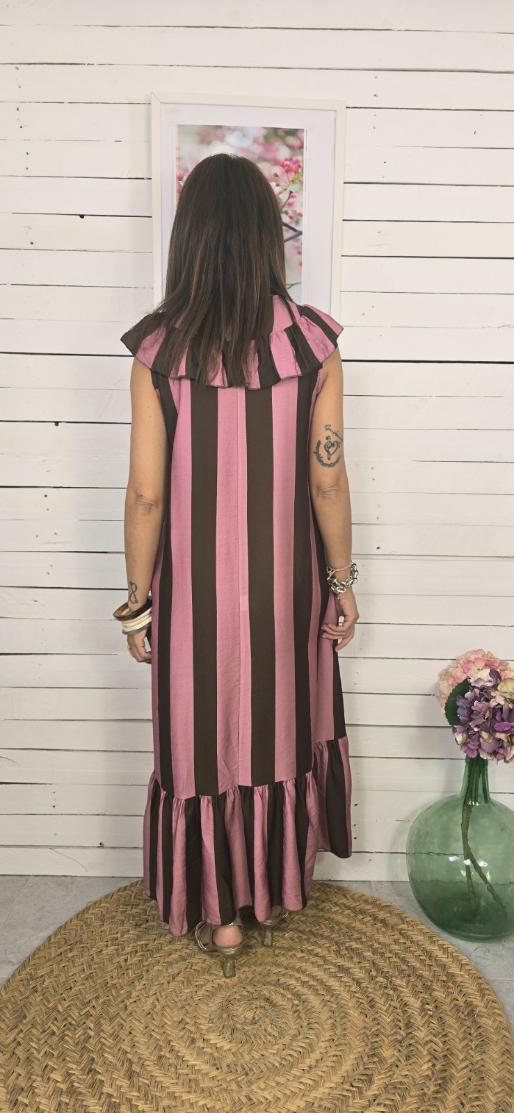 Vestido Marsella rosa y choco - Imagen 4