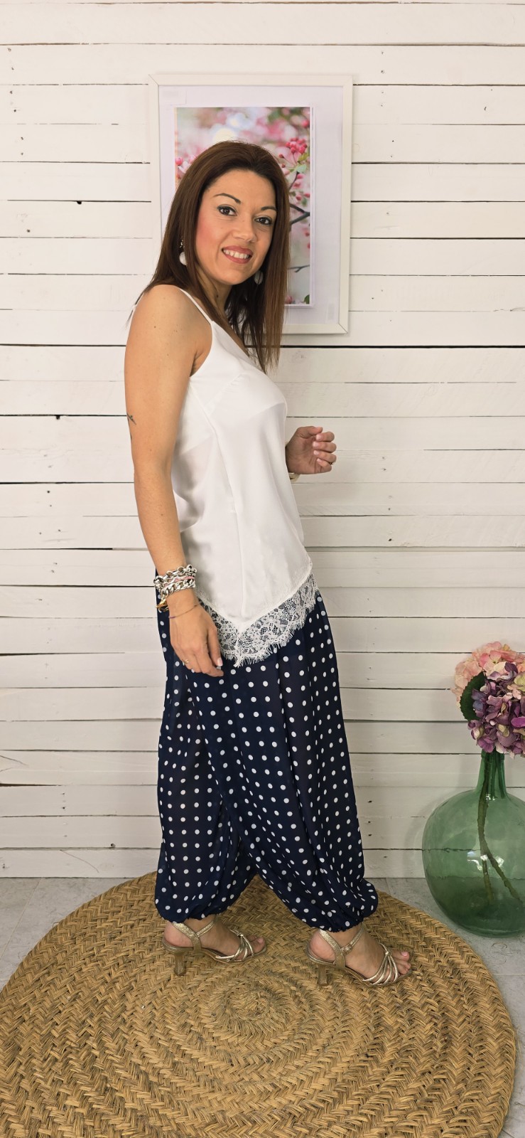 Lencera satinada puntilla blanco - Imagen 4