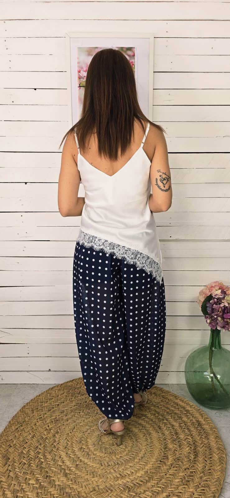 Lencera satinada puntilla blanco - Imagen 2