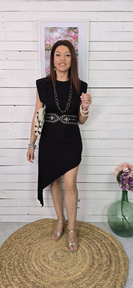 Vestido liso asimétrico
