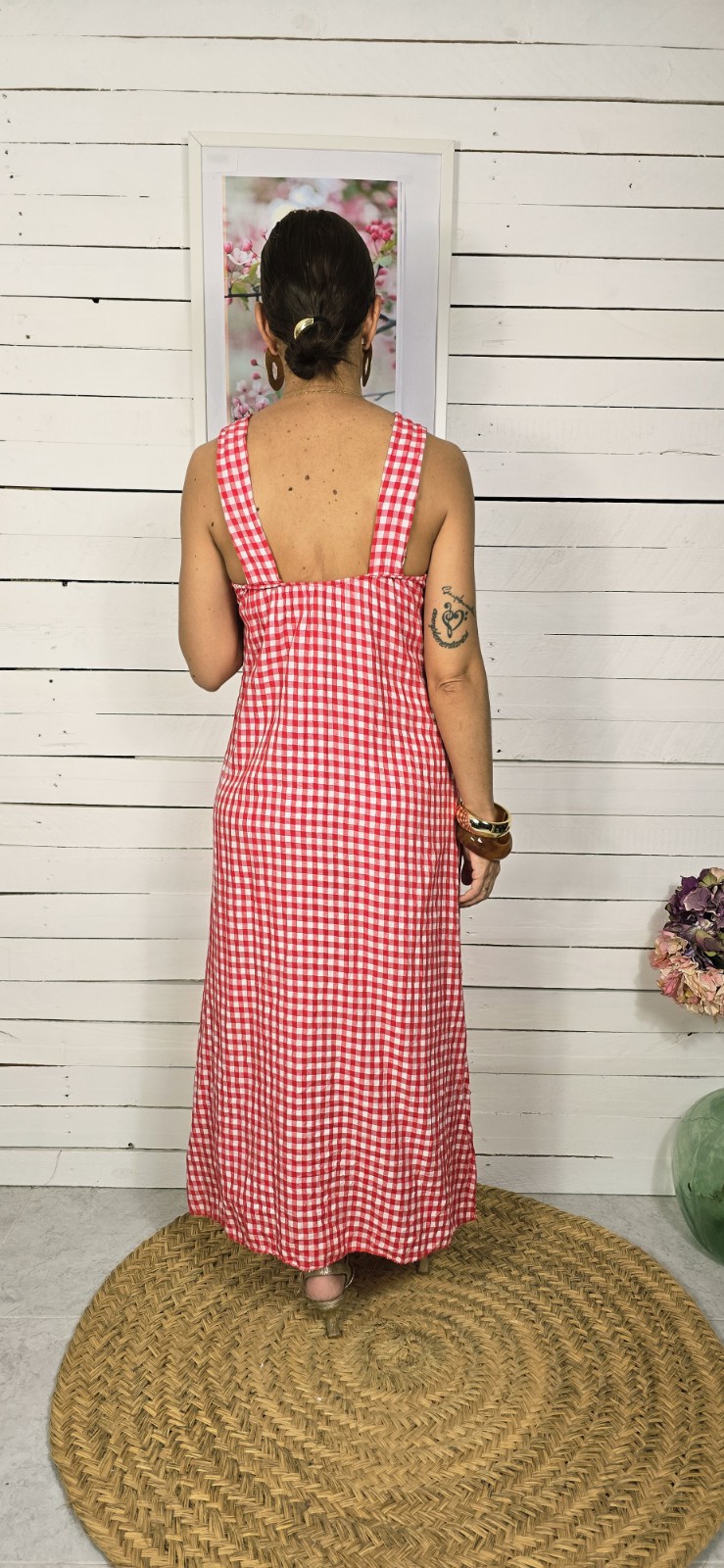 Vestido Largo Vichy rojo - Imagen 4