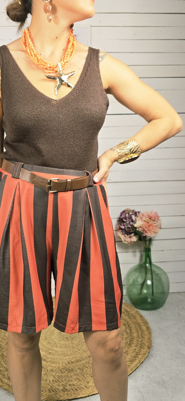 Bermuda raya pinza choco&terracota - Imagen 3