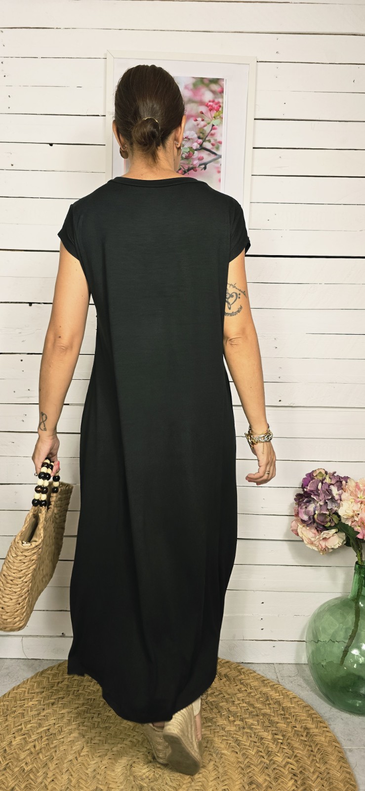 Vestido algodón tachuelas negro - Imagen 2