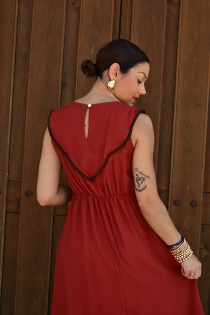 Vestido V liso teja - Imagen 5