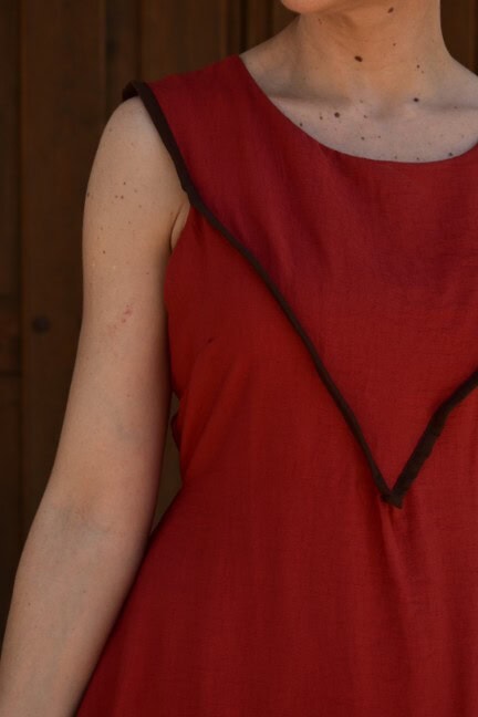 Vestido V liso teja - Imagen 3